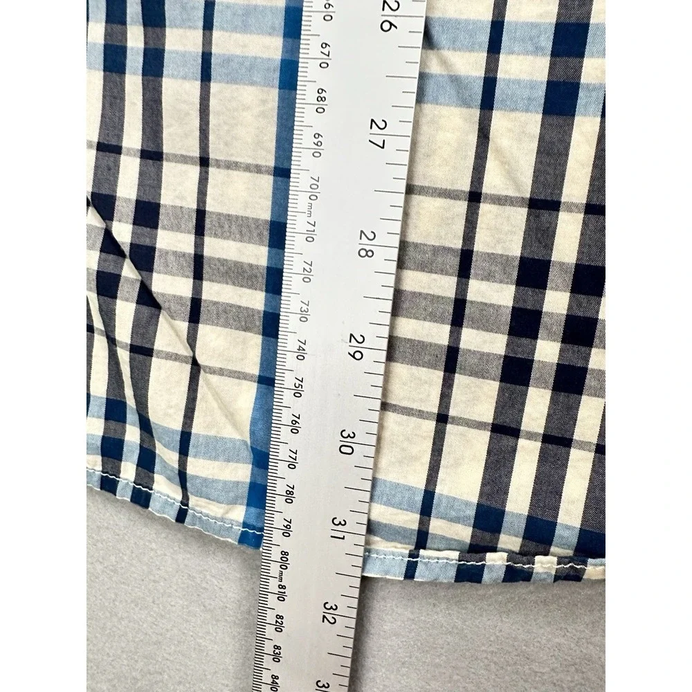 Vintage North Face Hiker Shirt XL Tan Blue Plaid 100% Cotton Long Sleeve